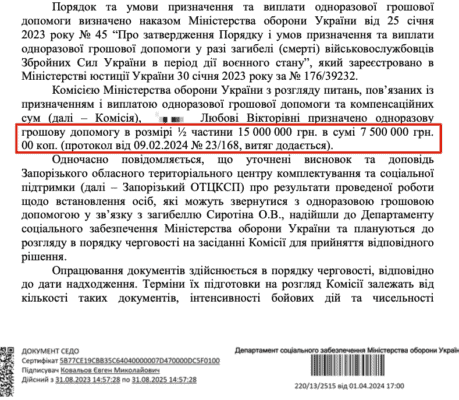 Отримали виплату на користь клієнта 7,5 млн. грн