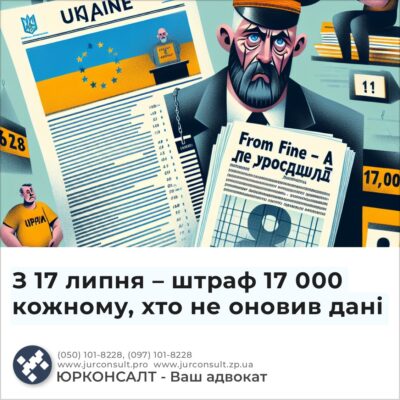 З 17 липня – штраф 17 000 кожному, хто не оновив дані