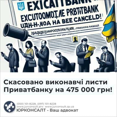 Скасовано виконавчі листи Приватбанку на 475 000 грн!